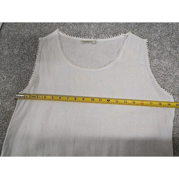 Laura Bianchi Made in Italy Sleeveless Blouse Top Crochet White 100% Linen Sz M - Picture 5 of 10